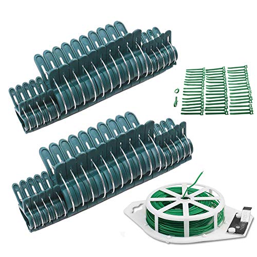 Plant Clips 40 PCS for Gardening Gentle Plant & Flower Clamps Supporting Climbing Vines Stalks Stems Works with Bamboo Stake Tomato Cage Trellis with Bonus 50M Plant Twines