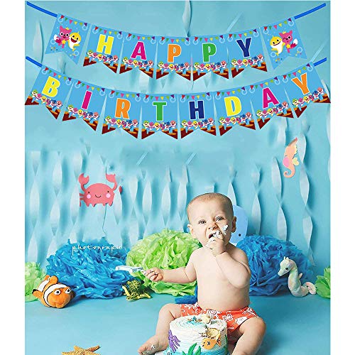 3 Shark+Birthday+Banner+Supplies+Decorations
