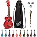 Hola! Music Soprano Ukulele, 21 Inch Ukelele Kit Bundle with Canvas Tote Bag, Strap and Picks, Free Online Lesson, Color Series, Red