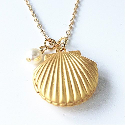 little mermaid necklace, sea shell necklace, shell locket, mermaid jewelry, mermaid necklace, secret message locket, Ariel Necklace