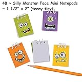 48 ~ Silly Monster Face Mini Notepads ~ 1.5