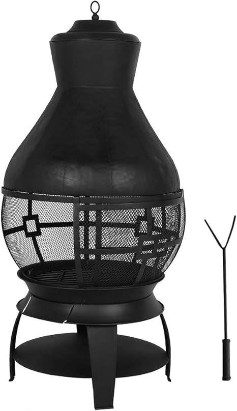 Cikonielf Brasero de Hierro para Exterior, Chimenea Jardín, Pozo de