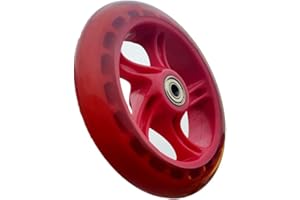 Front Wheel for Scooter and Wheelchair 145mm Diameter PU Construction with Smooth-Rolling Integrated Bearing (Red transparent