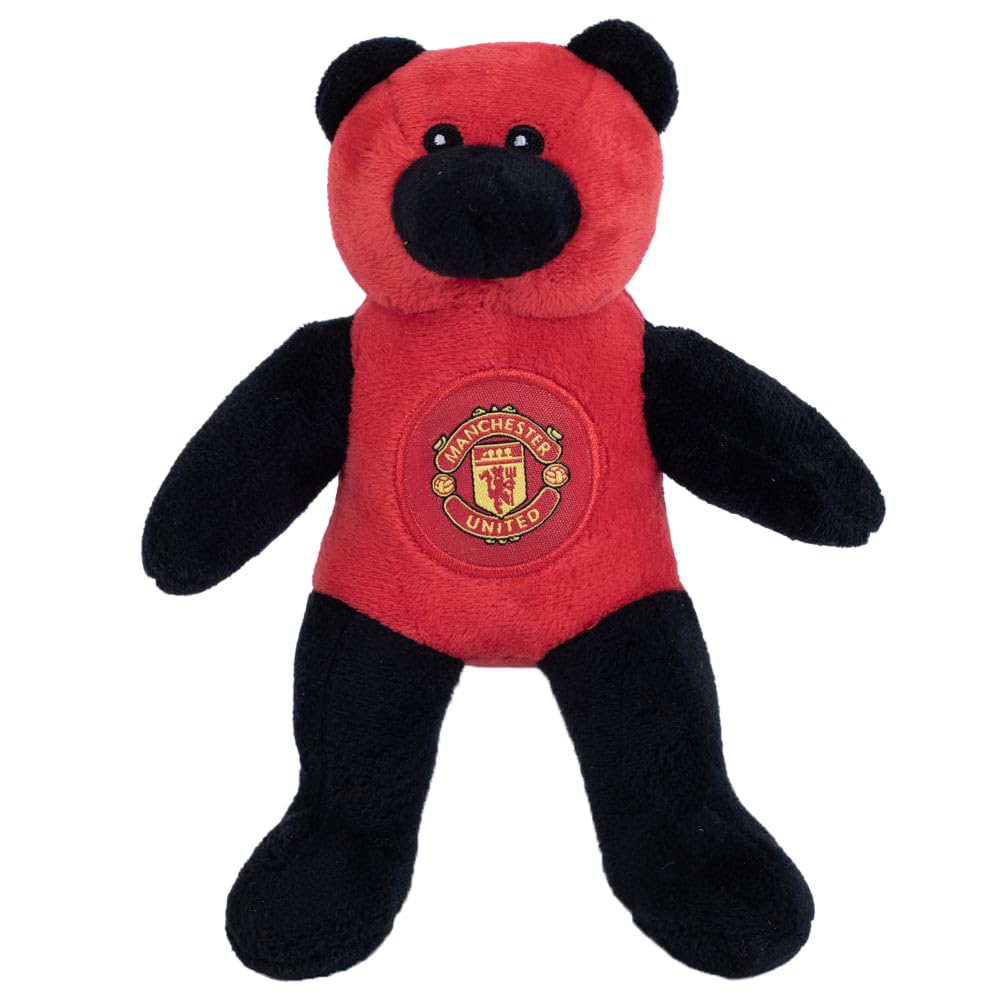 Manchester United FC Official Mini Plush Contrast Football Crest Teddy Bear (20cm) (Red/Black)