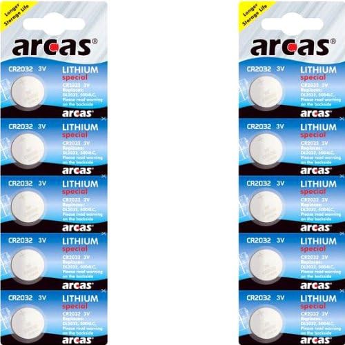 10 x CR2032 Lithium Coin Cell 5004LC Arcas Battery