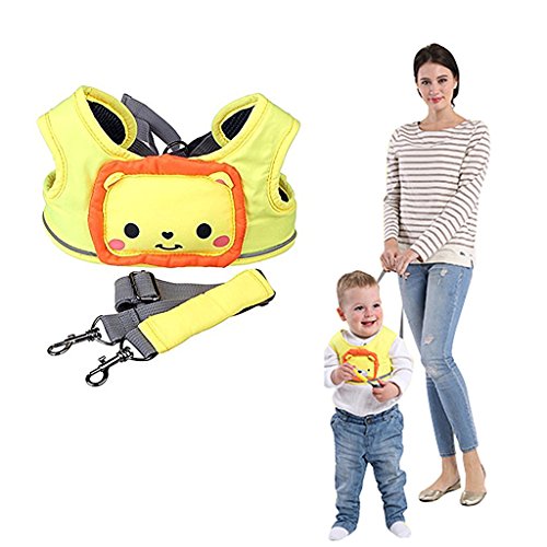 WYT Toddler Safety Walking Reins Harness Belt Adjustable Strap Walk Assistant,Yellow Lion