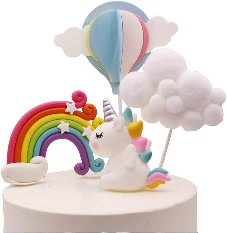 Colorful Rainbow Cake Topper Birthday Wedding Cake Flags Cloud Balloon cake flag Birthday Party Baking Decoration Supplies