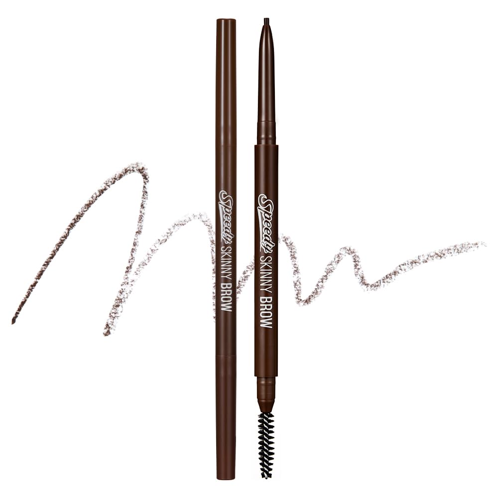 Peripera Speedy Skinny Brow Eyeliner - Long Lasting Super Slim Smudge Proof - Dark Brown - 1.5mm