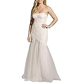 David's Bridal Strapless Beaded Lace Mermaid Wedding Dress