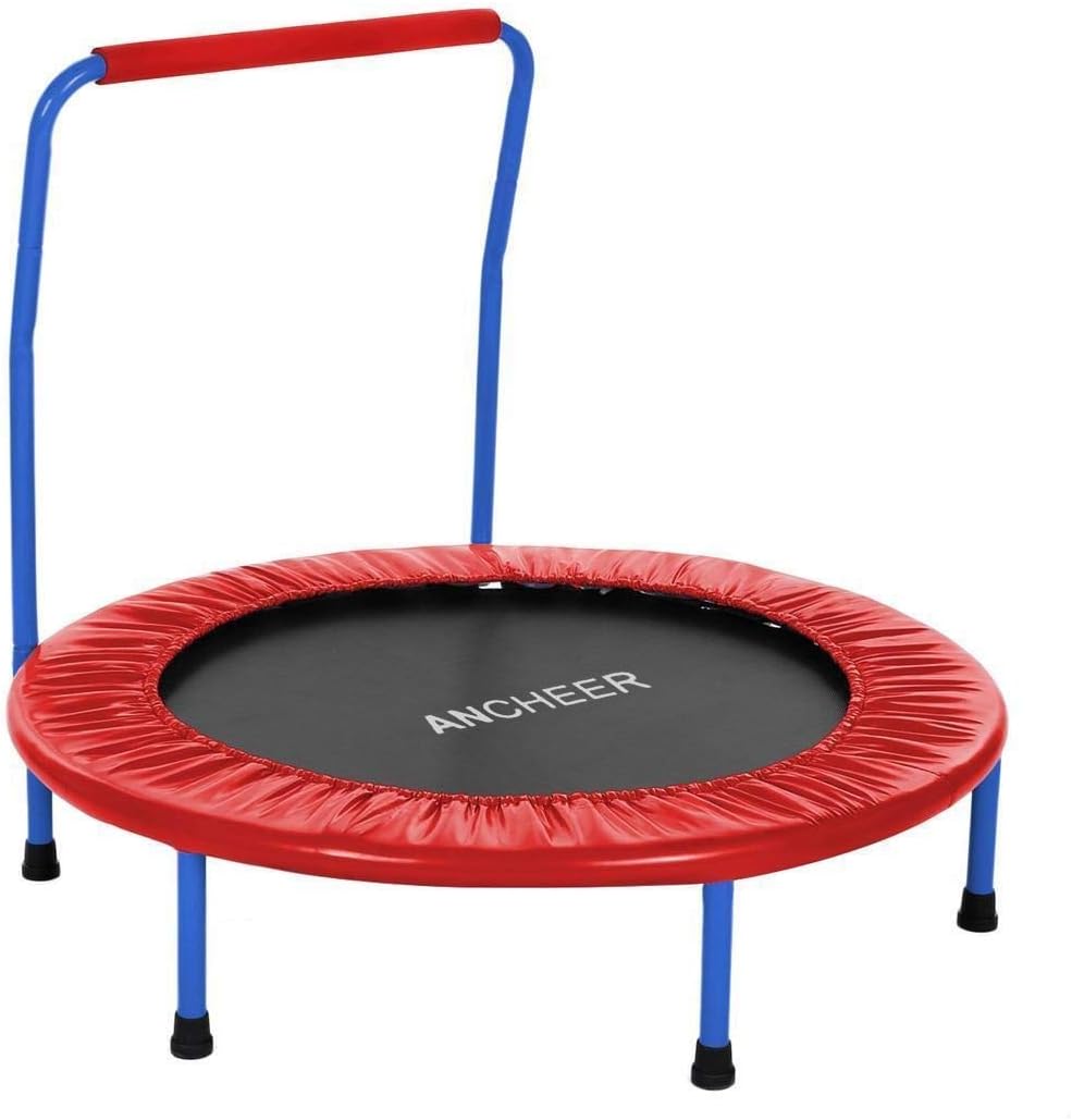 Leilims Trampoline Adjustable Handrail Indoor/Outdoor Jump Sports Safety and Durable Toddler Trampoline trampoline,pink trampoline