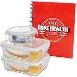 [3 Pack] Glass Meal Prep Container Set, Glass Food Storage Containers, Glass Containers with Lids, Meal Planner with Grocery List, Glass Tupperware Set 35 ounce Large Glass Food Storage