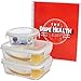 [3 Pack] Glass Meal Prep Container Set, Glass Food Storage Containers, Glass Containers with Lids, Meal Planner with Grocery List, Glass Tupperware Set 35 ounce Large Glass Food Storage