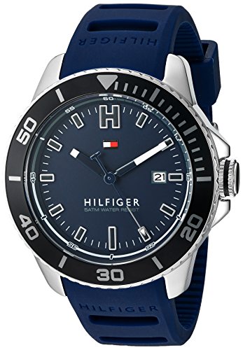Tommy Hilfiger Men's Quartz Stainless Steel and Silicone Watch, Color:Blue (Model: 1791263)
