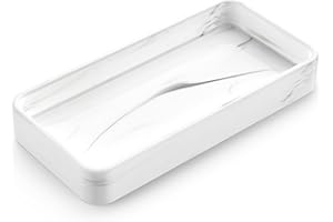 Gurygo 8" Ceramic Bathroom Vanity Tray for Kitchen Counter - Kitchen Soap Tray - Rectangular Ceramic Trays for Bathroom - Porcelain Large Serving Trays (Marble, Set/1)
