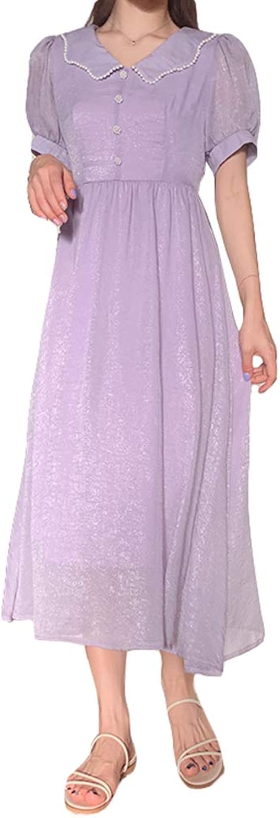 Amazon Ptorレディース ワンピース ロング丈 半袖 フレアワンピース 無地 ふんわり マキシワンピース 夏 ファッション 半袖ワンピース 可愛い 森ガール ピンク Freesizeパープル ワンピース チュニック 通販