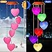 Loving Heart Solar Wind Chimes Outdoor Hanging - Waterproof Solar Powered LED Changing Lights Color Mobile Romantic Wind-Bell 6 Heart-Shaped Wind Chimes Gifts for Home, Party, Night Garden Decoration