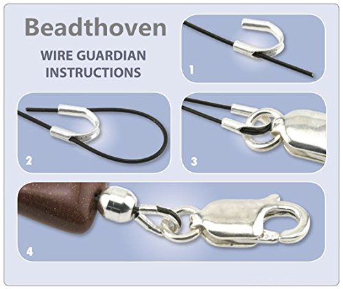 Beadthoven 100pcs Brass Wire Guardian Wire Cable Protectors, Platinum Color, Nickel Free, 4x5x1mm