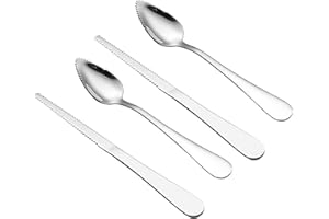 LEYILE 4pcs Modern, Functional Steel Fruit Spoon Set - Serrated Edges, Multifunctional, Grapefruits, Dessert, Corers