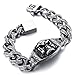 INBLUE Men's Large Heavy Stainless Steel Bracelet Link Wrist Silver Tone Skull Gothic