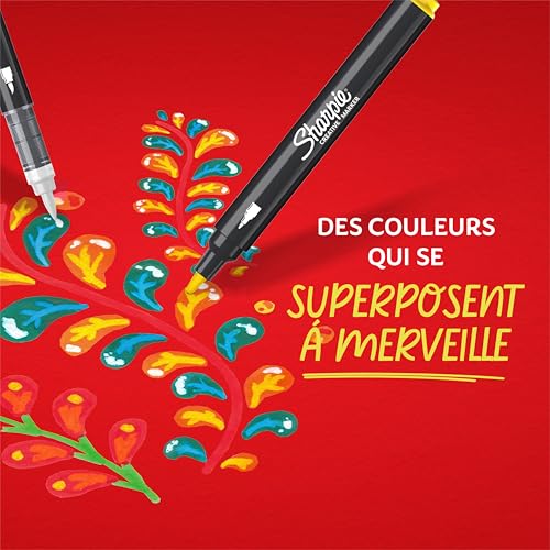 Marqueurs Créatifs feutres acrylique | Pointe pinceau | Feutres de coloriage adulte à base d’eau idéal pour coloriage mystère, scrapbooking, dessiner, etc. | Lilas | Lot de 6