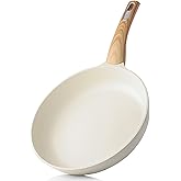 SENSARTE Ceramic Nonstick Frying Pan Small Skillet 8/9.5/11/12.5Inch Non Stick Omelet Pan, Non-toxic Kitchen Cooking Chef's Pan, Free of Intentionally Added PFOA/PFAS/PTFE, Induction Compatible, White