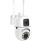 Camera Home Security, Outdoor Camera Dual Lens, WiFi Human Detection, HD Night Vision, 2-Way Talk, Indoor/Outdoor Camera, Dual Screen App Control, for Home Yard Store, Surveillance Wireless Camera