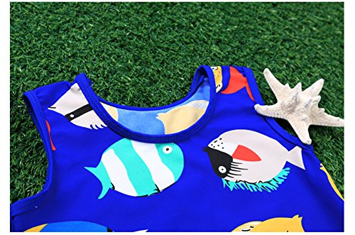 Monvecle Little Boys' 3-Pieces Rash Guard Swimsuits UPF 50+ Sun Protection Swim Set Fish 2T-3T