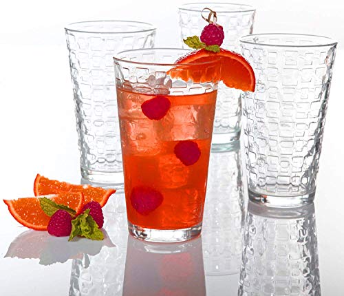 Clear Drinking Glasses 16-PC Set | Mixed Real Glassware with Heavy Base | 8 Highball and 8 Double Old Fashioned Drinkware | Mixed Tumbler Set For Water, Whiskey, Cocktails | Best Kitchen Gift