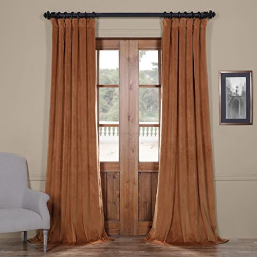 100" W x 108" L (set of 2 Panels) Pinch Pleat 90% White Lining Blackout Velvet Solid Curtain Thermal Insulated Patio Door Curtain Panel Drape For Traverse Rod and Track, Rusty Gate Curtain