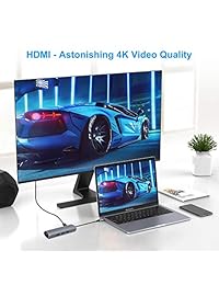 USB C Hub, 6 en 1, adaptador USB C de alta calidad de alimentación 3.0, 1 Gbps puerto Ethernet, 4 K USB C a salida HDMI, 3 puertos USB 3.0 MacBook Pro 2016 2017 2018, ChromeBook, XPS más
