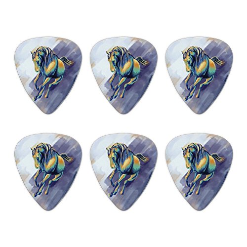 Horse Running Painting Cool Colors Novelty Guitar Picks Medium Gauge - Set of 6