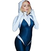 JSKAHAO Halloween Cosplay Costume Spandex Bodysuit with Removable Mask (Black, Adult-L)