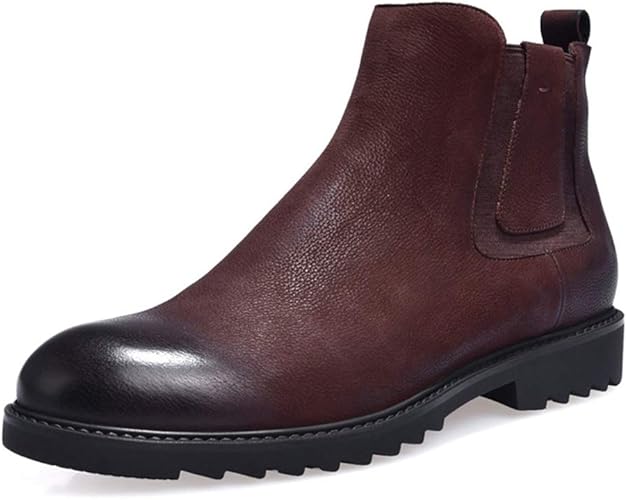 Amazon Yybo ショートブーツ メンズ ブーツ サイドゴアブーツ 黒 本革 焦がし加工 プレーントゥ ラウンドトゥ 紳士靴 おしゃれ 靴 メンズ靴 ブーツ サイドゴア ショートブーツ サイドゴアブーツ カジュアルシューズ Yybo ブーツ