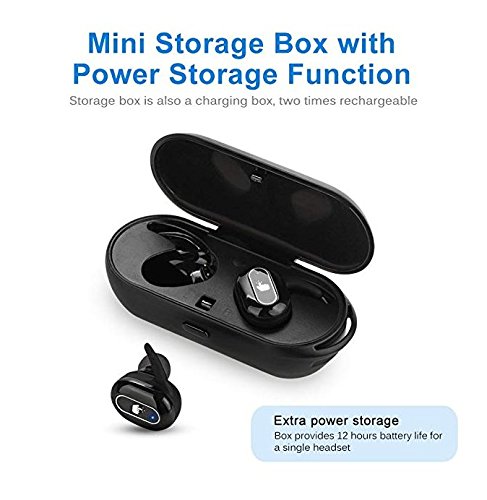 Mbuynow Auricular Bluetooth, Auriculares inalámbricos Auriculares Impermeable Auriculares del Coche con Micrófono con Cargador Portátil para iPhone y Android Smartphone