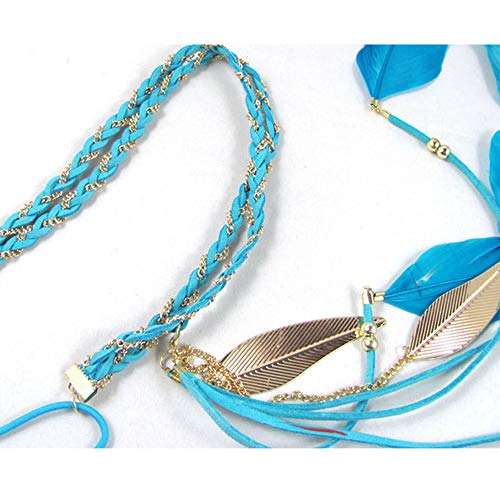 Feather Headband Hippie Indian Boho Hair Bands Tassel Bohemian Halloween Hair Hoop Women Ladies Crown Hairband Party Decoration Headdress Cosplay Costume Headwear Headpiece Hair Accessories Red - Thumbnail 5