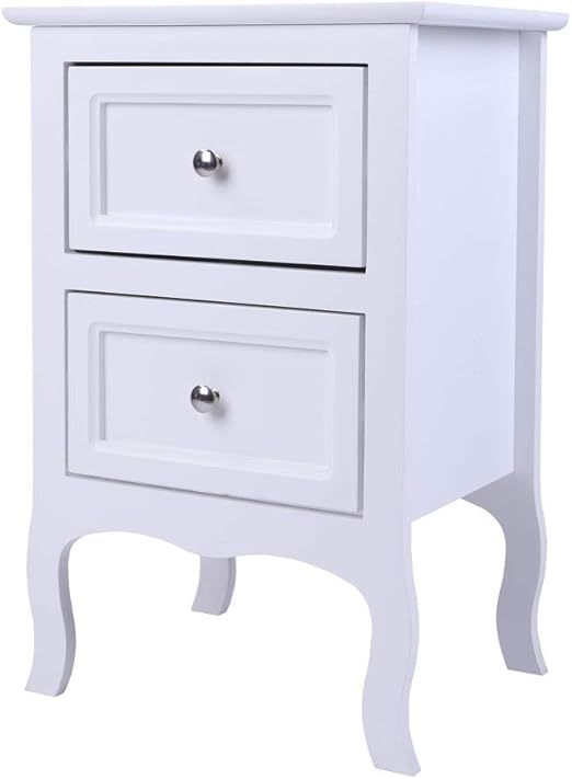 Amazon Com Tita Dong White Nightstand With 2 Drawer Country Style Side End Wood Bedside Tables With Large Size Storage Drawer Kitchen Dining