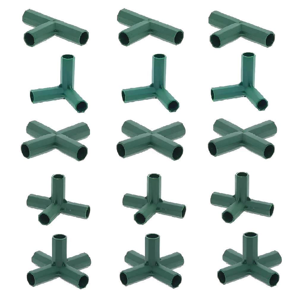 15 Pcs Greenhouse Frame Connector, 16mm 5 Types Garden Framework Cages Corner Connectors for Grape Trellis Sunscreen Shed Gardening — image 1