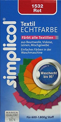 2 Packs Simplicol Textilechtfarbe 1532 Red 150 ml Textilechtfarbe/500g Echtfix