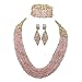 Africanbeads 6mm 5Rows Pink and Gold African Wedding Jewelry Set,Crystal Beads Necklace Set