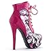 SHOW STORY Black/Pink/Purple Lace Up Stiletto Heel Gothic Ankle Boots,LF80831