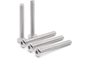 Glvaner M6-1.0 x 70mm Binding Screws Furniure Screws, Connection Bolt, Flat Round Head Socket Head Cap Screws, 304 Stainless Steel 18-8 Full Thread, 15 pcs