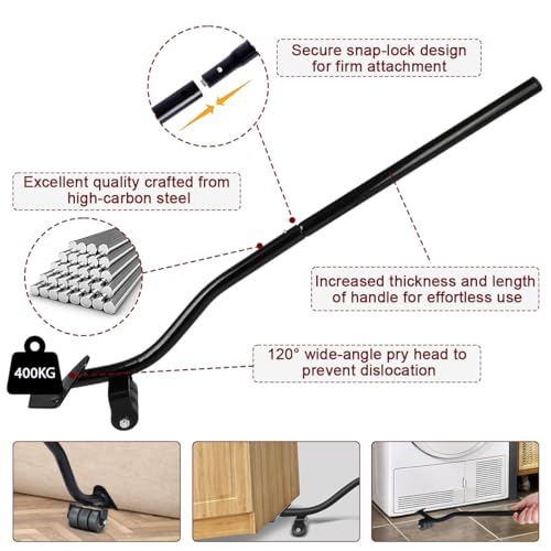 Furniture Lifter Mover 360 Rotation Wheel, Furniture Moving Slider Roller Load 400KG Heavy Duty 4Pcs Furniture Dolly Lifter, 62cm Long Crowbar Mover Tool for Heavy Furniture Cabinet Refrigerator Sofa