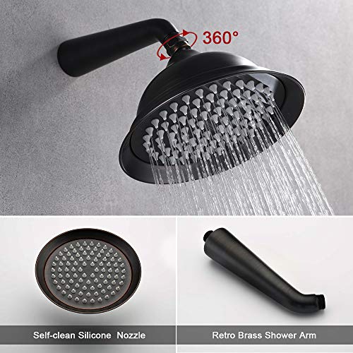 IRIBER ORB Shower System with Rain Shower Head and Handheld Oil Rubbed Bronze Shower Set with Shower Faucet Mixer Valve Wall Mounted Bathroom Black Shower Trim Kit High Pressure Rainfall Combo Set