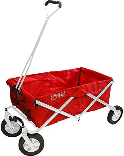 Creative Outdoor Collapsible Folding Wagon Cart for Kids | All-Terrain | Beach Park Garden & Tailgate | Red