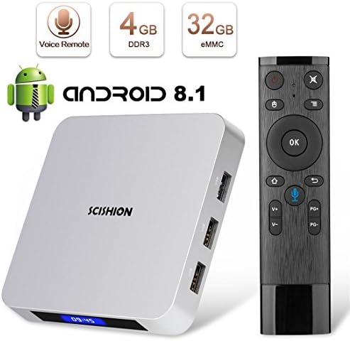 Android 8.1 TV Box with 2.4G Voice Remote, Superpow 4GB RAM 32GB ROM Rockchip 3328 Quad-core Cortex-A53 Up to 1.5GHz WiFi Support 4K Full HD Bluetooth 4.0 Smart Internet TV Box