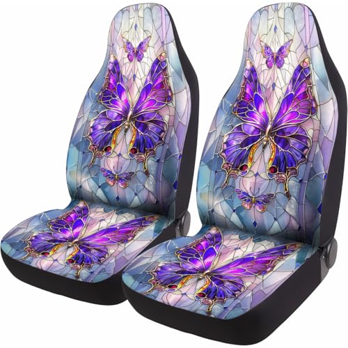 GENANY Butterfly 2 Front Car Seat Covers for Car Truck Sedan SUV, Durable Automotive Seat Covers, Bucket Seat Covers, Protective Interior Accessory