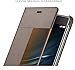 Huawei Ascend P9 Plus Case, Premium Leather Cover with View Window Protective Smartphone Flip Cover Folio Case (Ultra Thin Slim)(Perfect Fit) (P9 plus Brown)