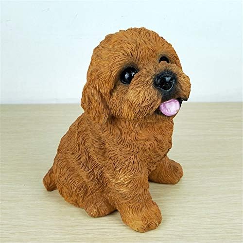 Winpavo Ornaments Sculpture Statues Simulation Puppy Dog Cute Cat Decoration Teddy Bull Chai Dog Puppy Model Shop New House Decoration Gift Dark Brown
