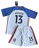 NEW 2016-2017 Alex Morgan #13 USA National Home Jersey with Shorts for Kids/Youth (11-13 Years Old)