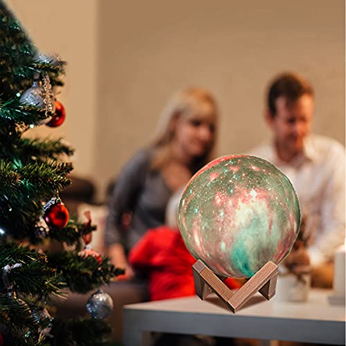 Night Lamp Kids Light 3D Star Moon Lamp, HUAXXIA 5.9 inch 16 Colors LED Lights with Wooden Stand, Touch & Remote Control USB Rechargeable Night Light for Kids/Friends Home Decor, Christmas Gift